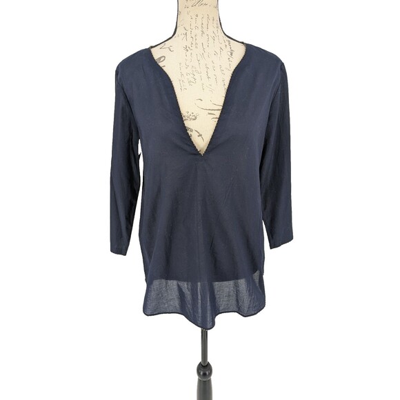 J.CREW Tops - J. CREW Top Blouse Size M Navy Cotton Nautical Resort Wear Coastal